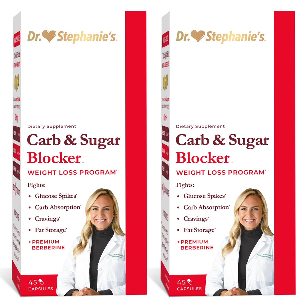Pharmaganics Dr. Stephanie's Carb Blocker bottle supports mealtime carb management.