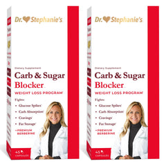 Pharmaganics Dr. Stephanie's Carb Blocker bottle supports mealtime carb management.