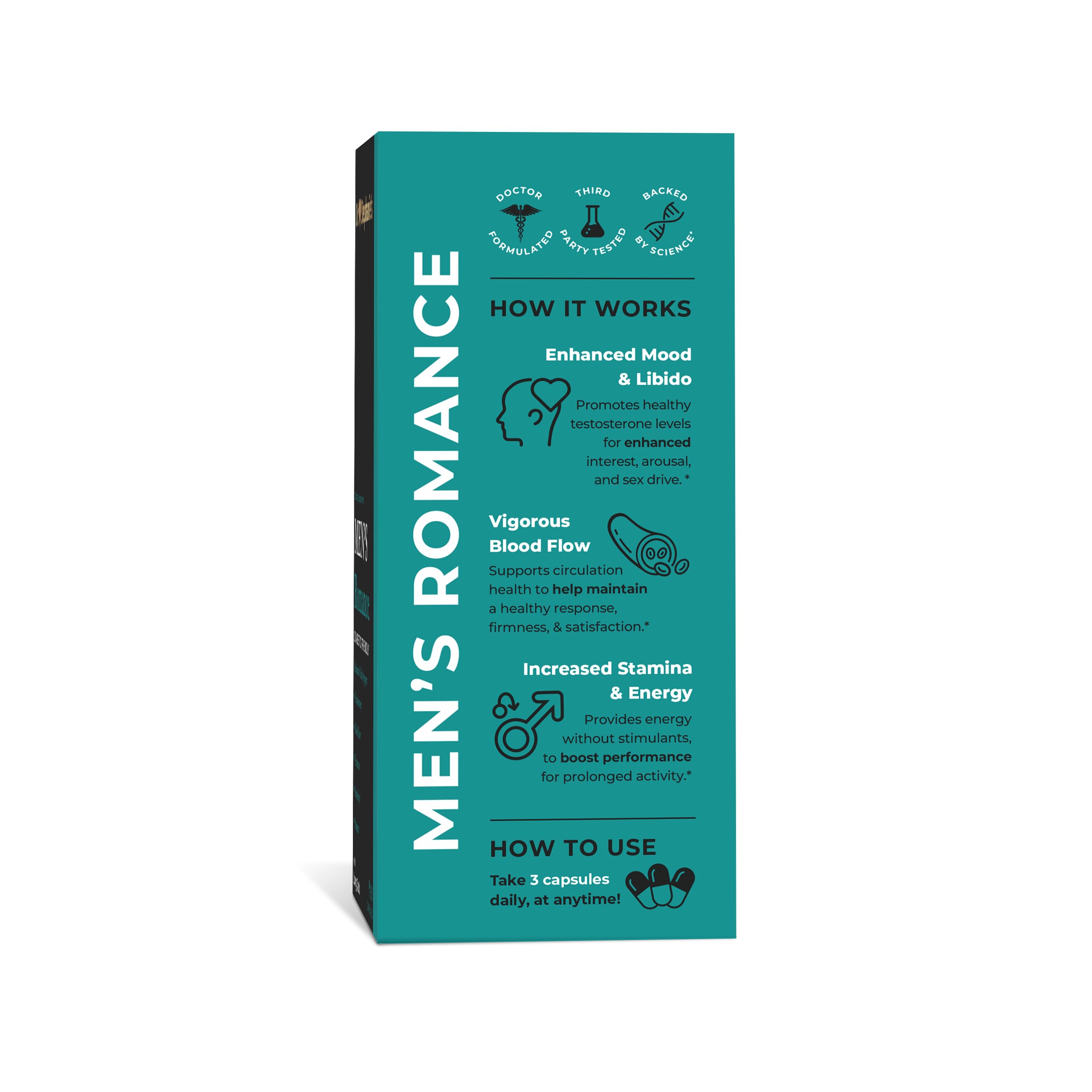 Close-up label highlighting Tribulus Terrestris, Fenugreek, and Longjack for natural support.