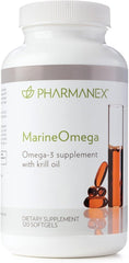 Pharmanex Marine Omega bottle with softgels promotes daily supplementation