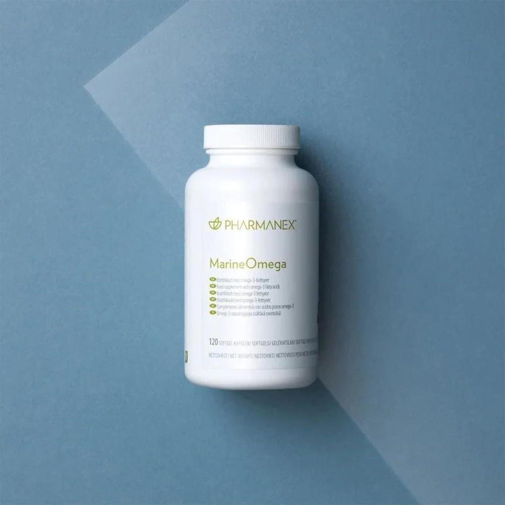 Pharmanex Marine Omega bottle on shelf illustrating storage guidance