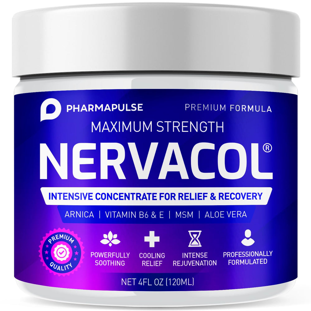 Pharmapulse Neuropathy Cream tub closeup highlights concentrated formula for targeted nourishment.