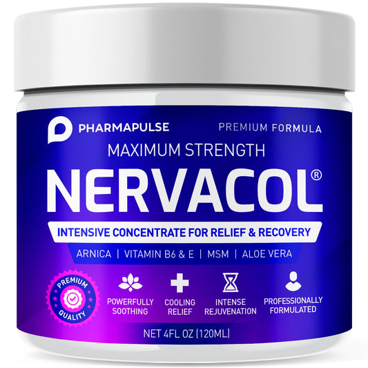 Pharmapulse Neuropathy Cream tub closeup highlights concentrated formula for targeted nourishment.