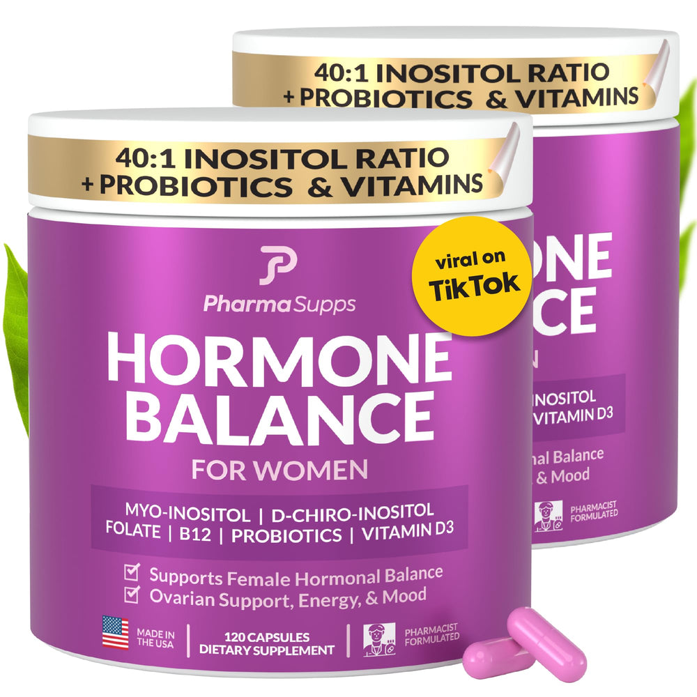 PharmaSupps Hormone Balance bottle offers daily hormonal balance support.