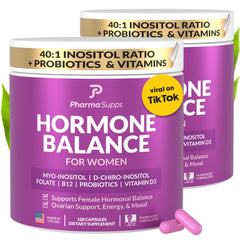 PharmaSupps Hormone Balance bottle offers daily hormonal balance support.