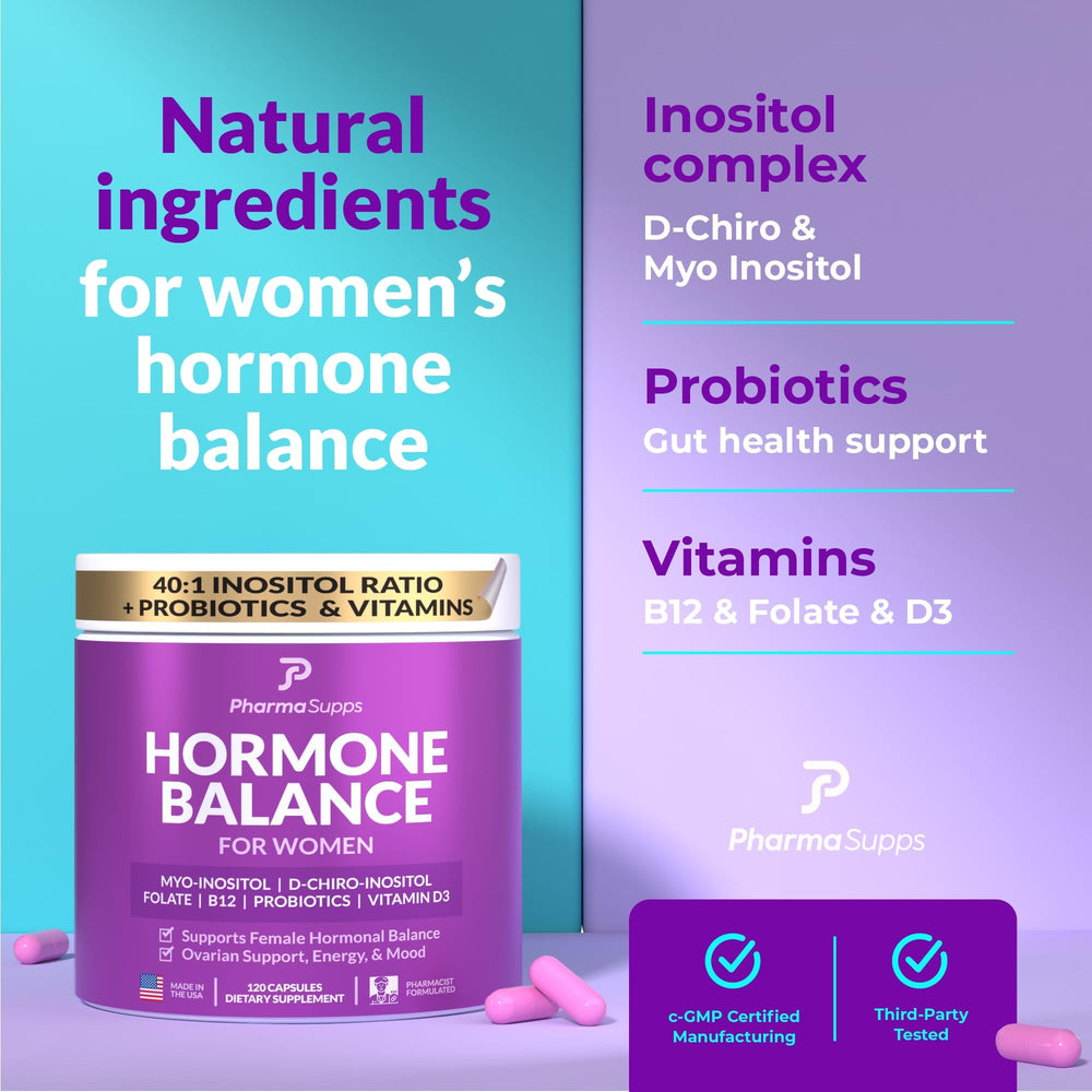 PharmaSupps Hormone Balance label front highlights 40:1 ratio.