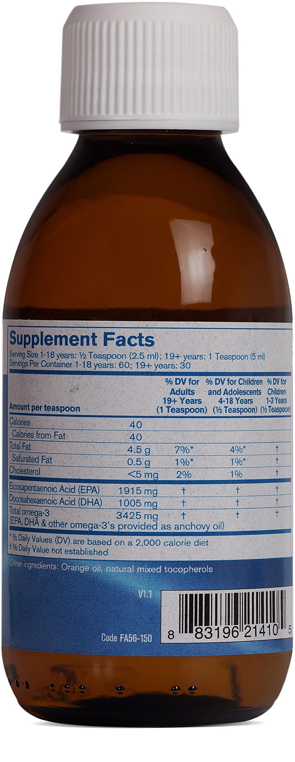 Pharmax Ultra EPA/DHA Liquid being poured for easy dosing and natural orange flavor