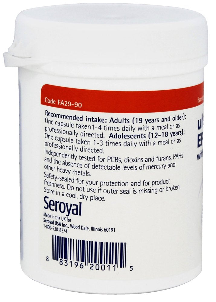 Pharmax Ultra EPA/DHA packaging label showing dosage and ingredients highlighted