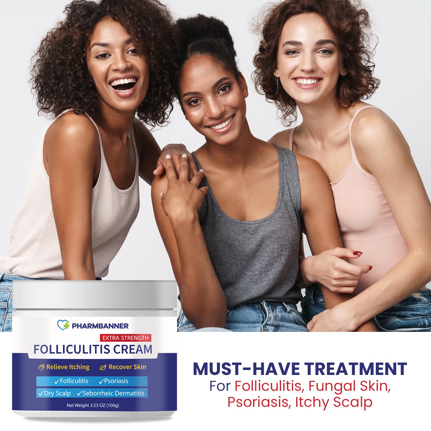 PHARMBANNER Folliculitis Cream applied to scalp during morning routine