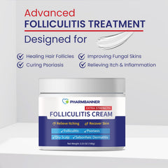 PHARMBANNER scalp-treatment bottle shown with hair products for targeted scalp care