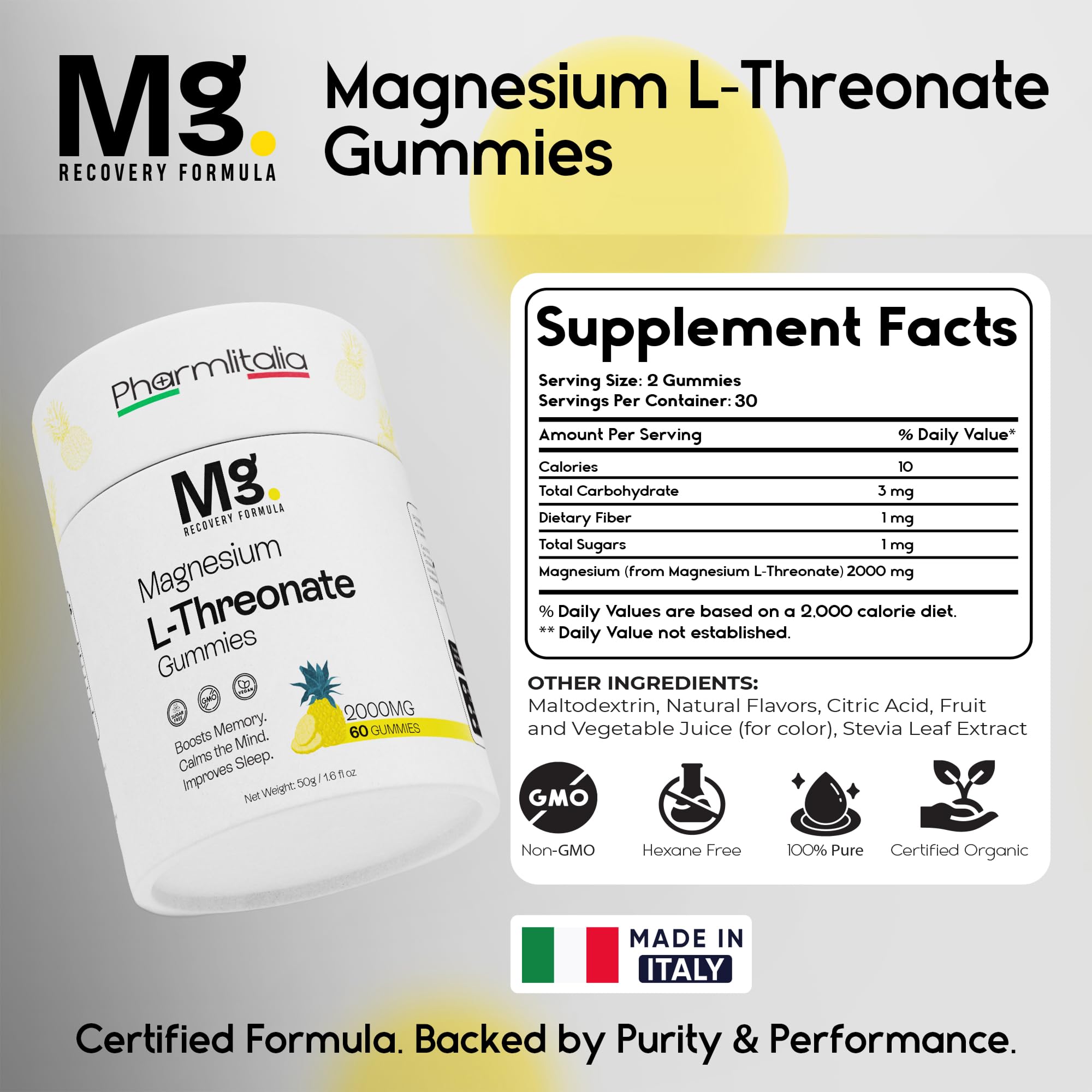 Pharmlitalia bottle shown with calendar supporting consistent daily intake.