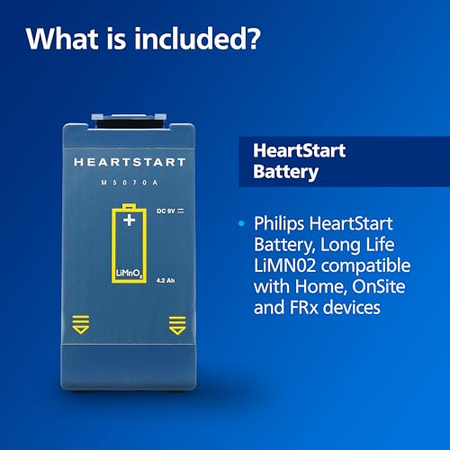 Philips HeartStart battery slides into the AED slot for quick readiness.