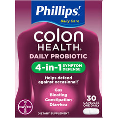 Phillips' Colon Health bottle on shelf for daily digestive support.