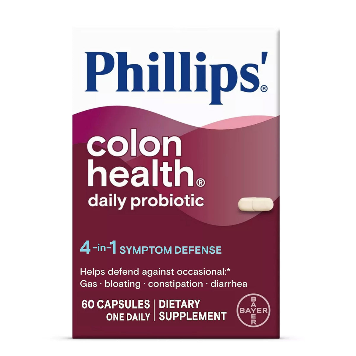 Phillips' Colon Health daily probiotic capsule supports digestive balance.