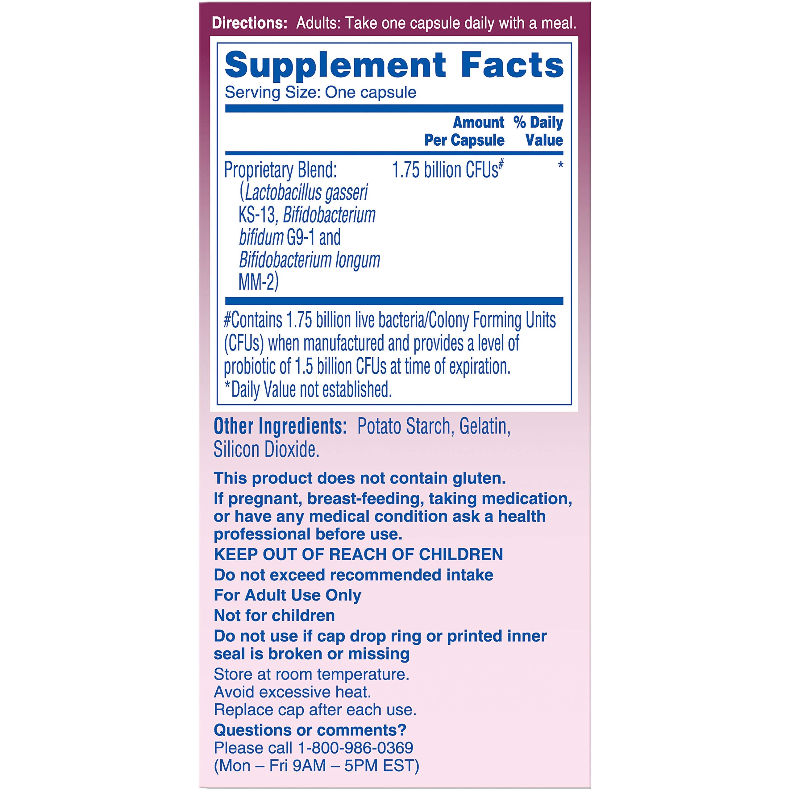 Phillips' Colon Health label close-up with ingredient overview.