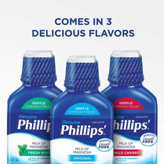 Pouring Phillips' Milk of Magnesia into a glass for overnight relief.