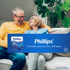 Phillips' Stool Softener on a pharmacy shelf for easy selection.