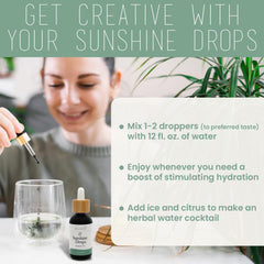 Philosophie Liquid Chlorophyll Sunshine Drops label closeup highlights mint flavor.
