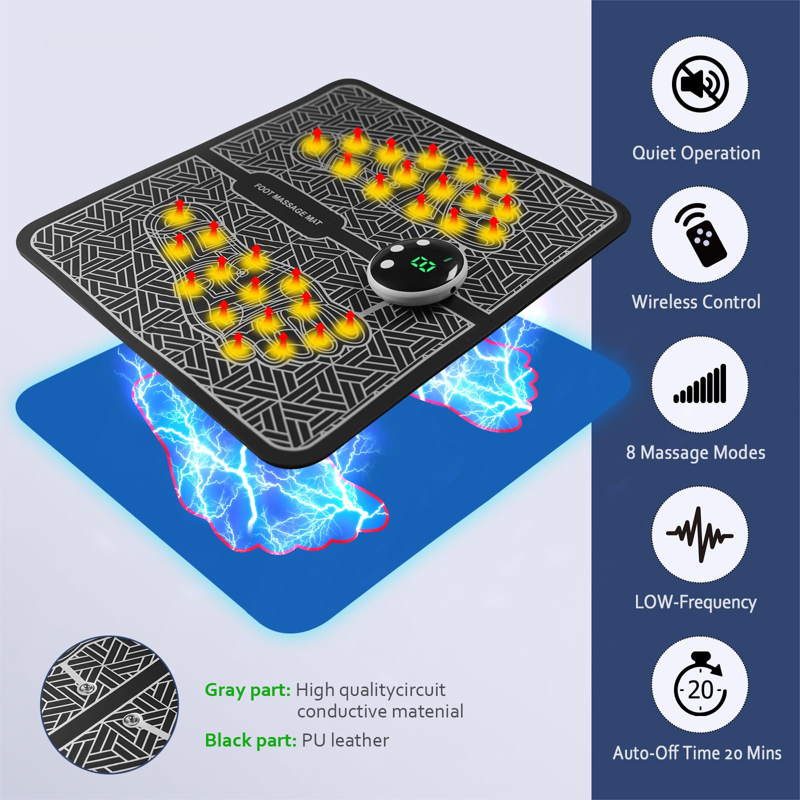 Phixnozar TENS & PMS mat with waterproof PU leather and slip-resistant base