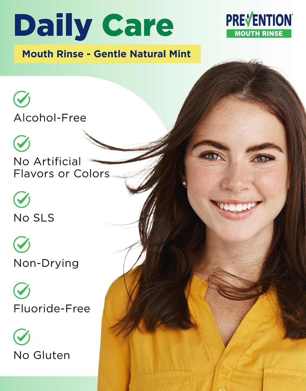 PHS Brands Prevention Mouthwash bottle back shows fluoride-free formula.
