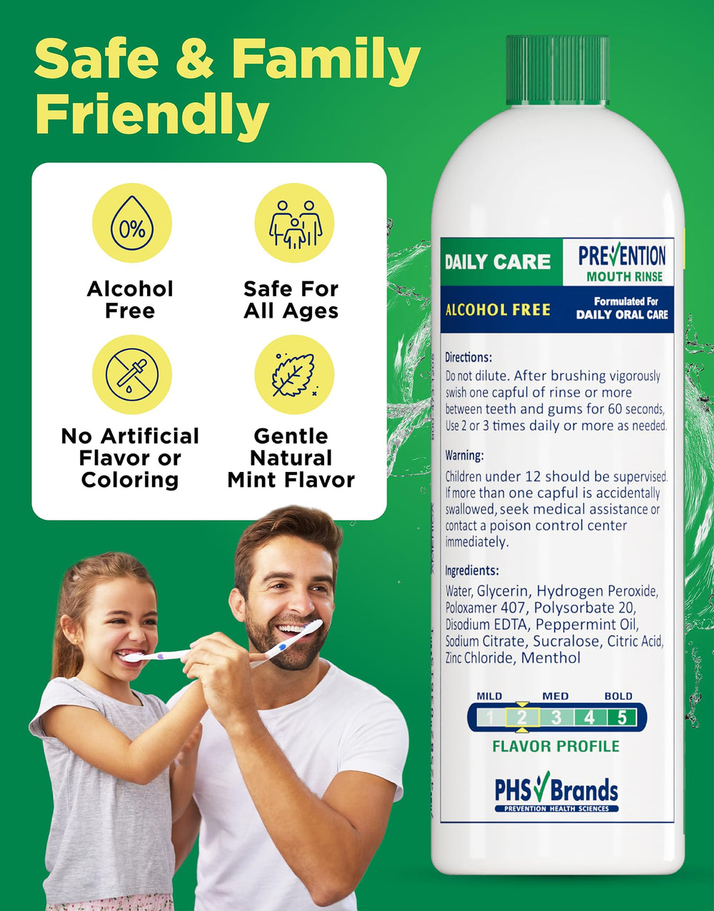 PHS Brands Prevention Mouthwash daily-use scene for clean teeth.