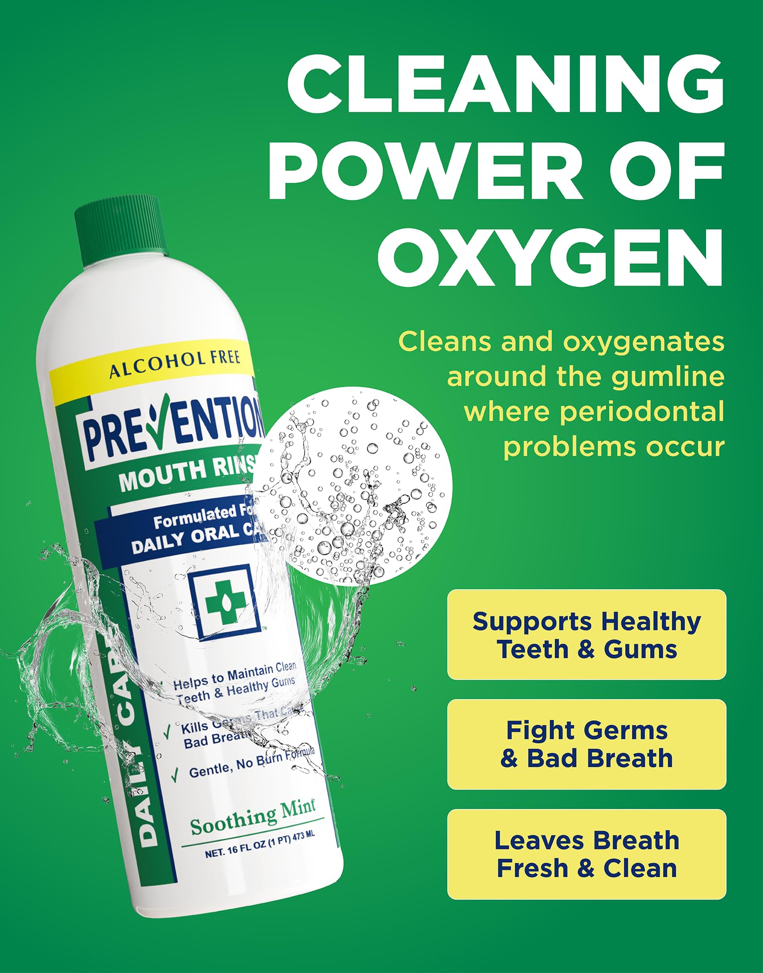 PHS Brands Prevention Mouthwash ingredients close-up highlights zinc and glycerin.