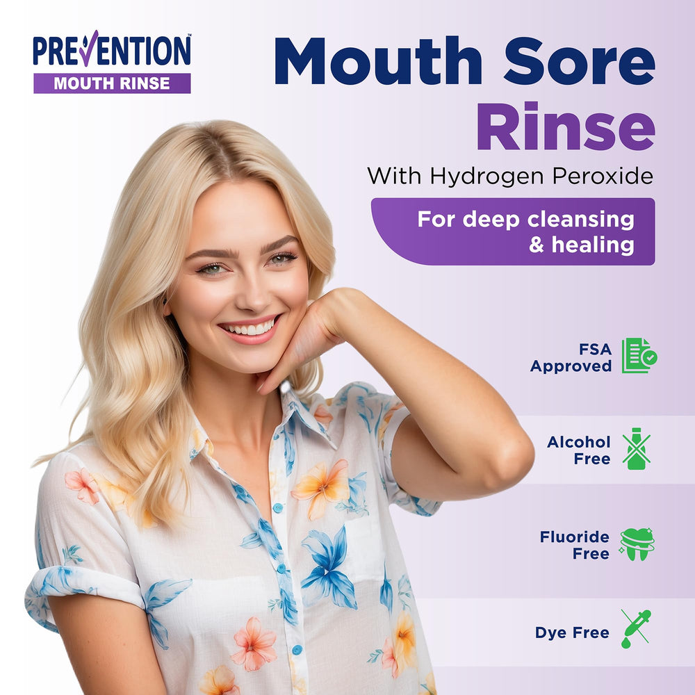 PHS Prevention Mouth Sore Rinse application-use shows easy daily care for sensitive mouths