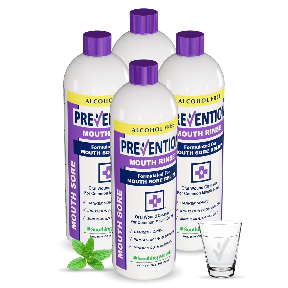 PHS Prevention Mouth Sore Rinse bottle pour delivers quick soothing relief for ulcers