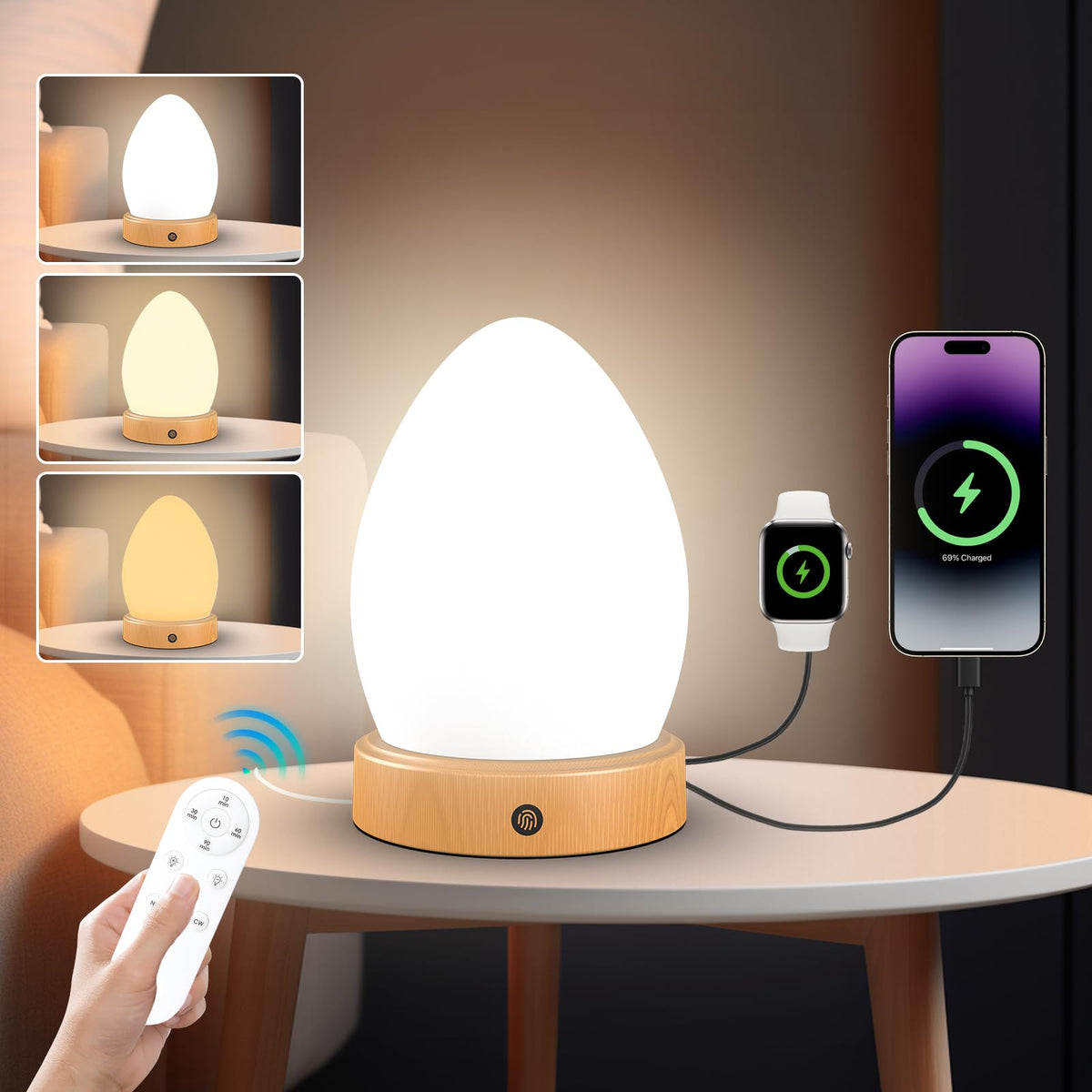 Phylosal light therapy lamp on desk with 10,000 lux glow for a mood lift