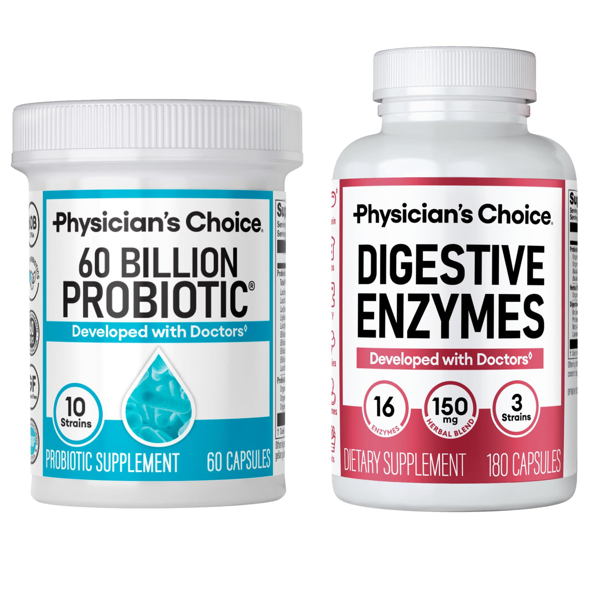 Physician's CHOICE advanced gut health bundle bottle with probiotic capsules.