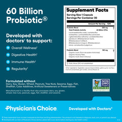 Physician's CHOICE Bloat & Gas probiotic daily-relief bottle.