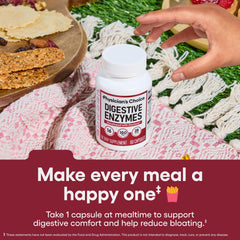 Physician's CHOICE Digestive Enzymes bottles reveal capsules promoting gut-friendly enzyme support