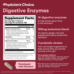 Physician's CHOICE Digestive Enzymes bottle and US-made seal convey safety
