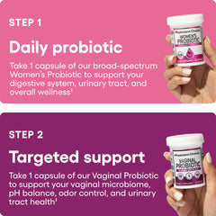 Physician's CHOICE Feminine Power Duo tablets closeup shows easy daily capsule routine.