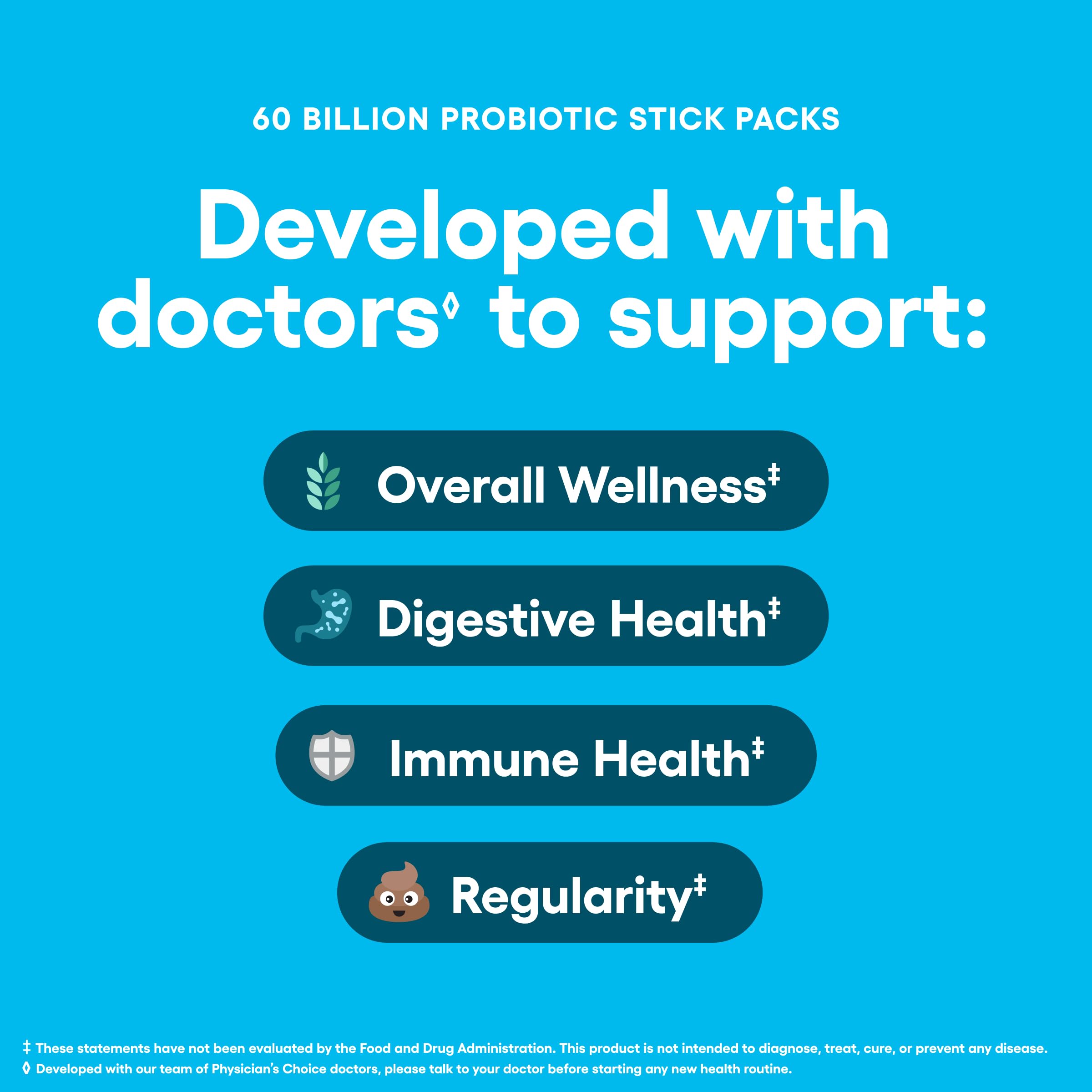 Physician's Choice organic prebiotics in stick form aid digestion.