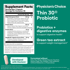 Physician's CHOICE probiotic bottle for daily gut health and weight goals.