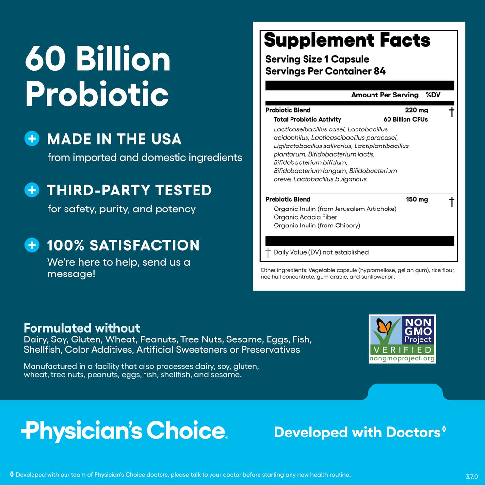 Physician's CHOICE Probiotics for women and men supporting occasional gut comfort