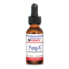 Physician's Strength Fung-X bottle front showing a premium liquid formula for skin and nails.