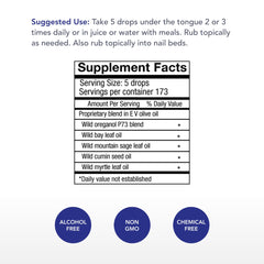 Physician's Strength Fung-X dropper releasing five-spice blend droplets for daily use.