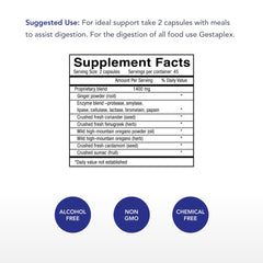 Gestaplex capsules close-up showing natural enzyme blend for digestion