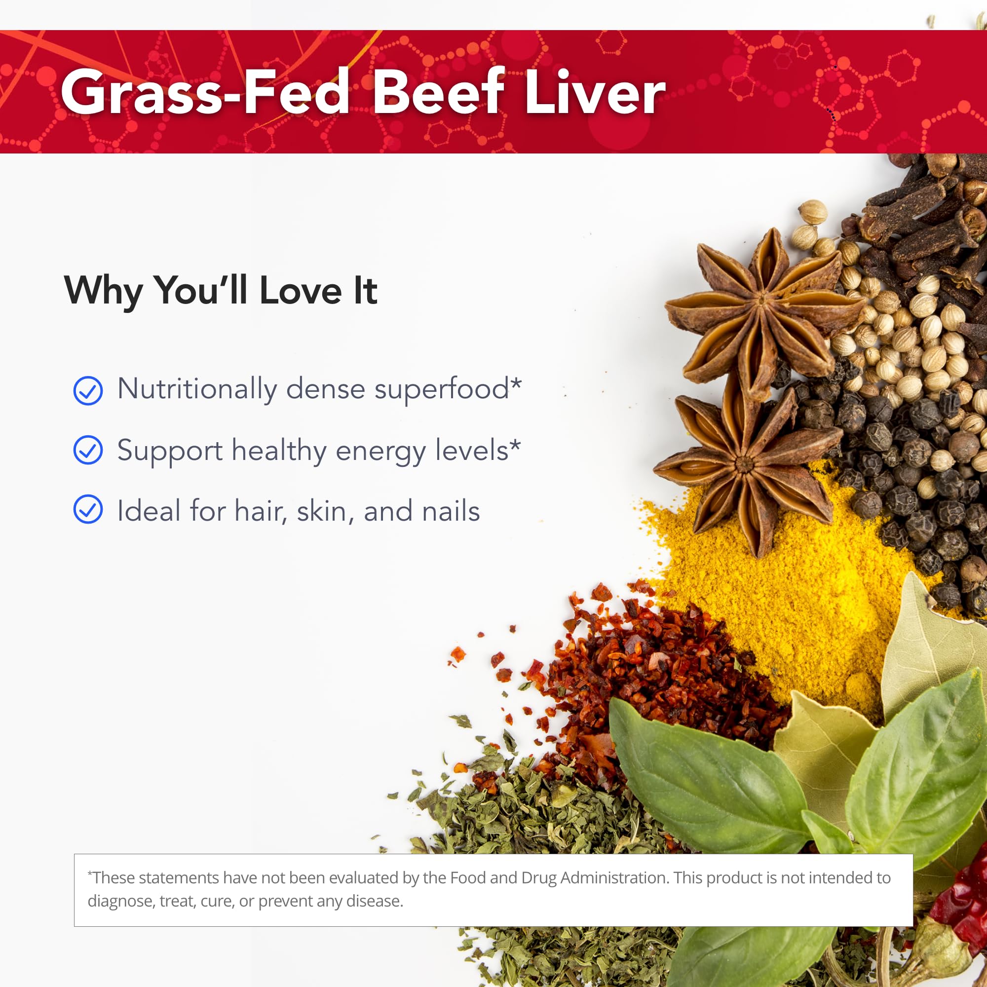 Physician's Strength grass-fed liver ingredient label emphasizing New Zealand sourcing.