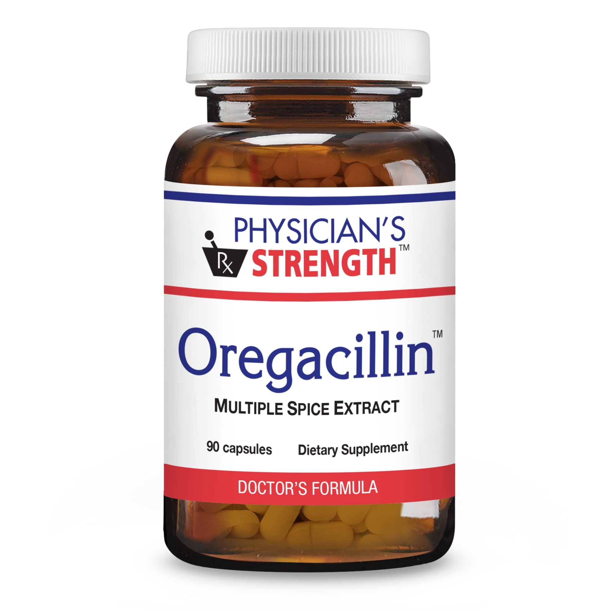 Physician's Strength Oregacillin bottle with a multi-spice blend for respiratory support.