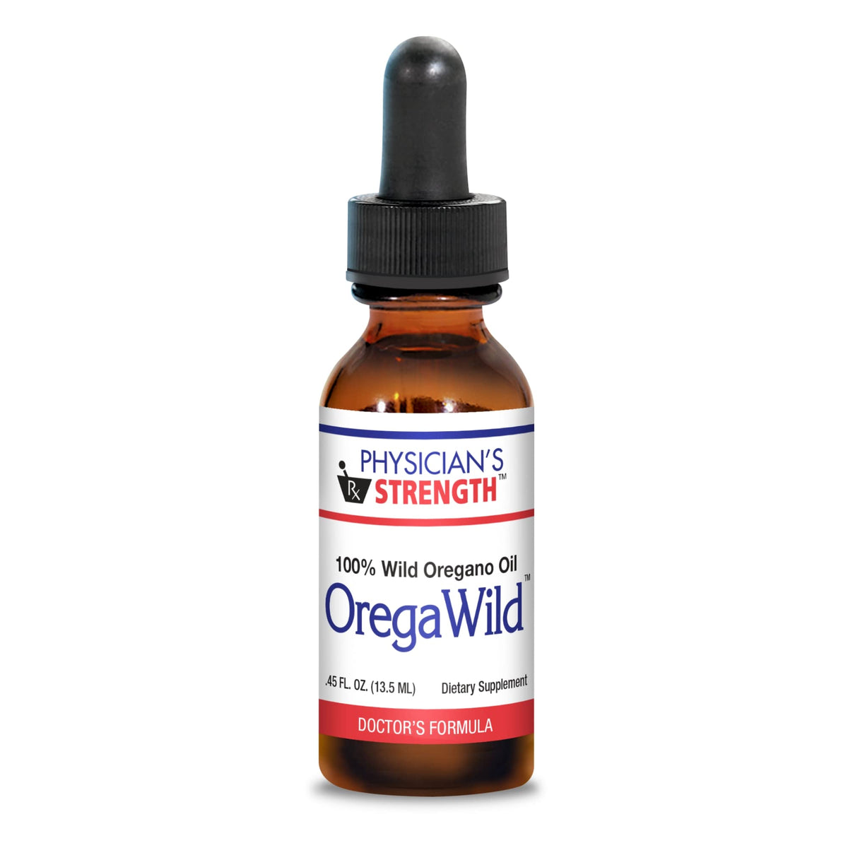 Physician's Strength OregaWild bottle showing wild oregano oil for daily use.