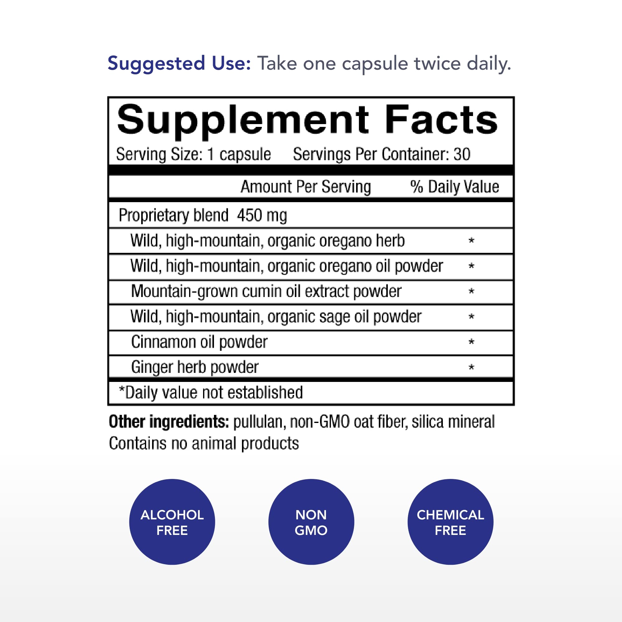 Oregacillin capsules showcasing the multi-spice formula for daily use.