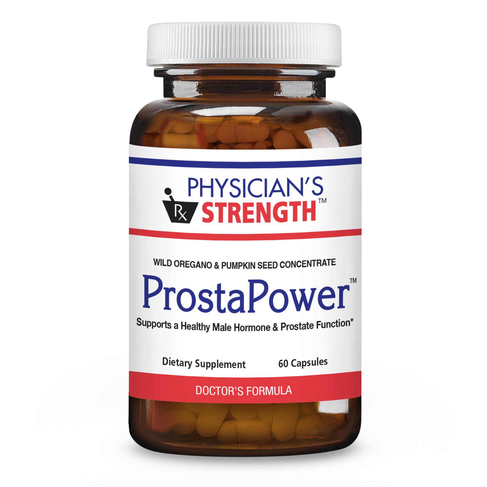 Physician's Strength ProstaPower bottle, convenient daily capsules supporting healthy male hormone balance