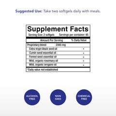 Physician's Strength softgels close-up highlighting natural, cold-pressed source.