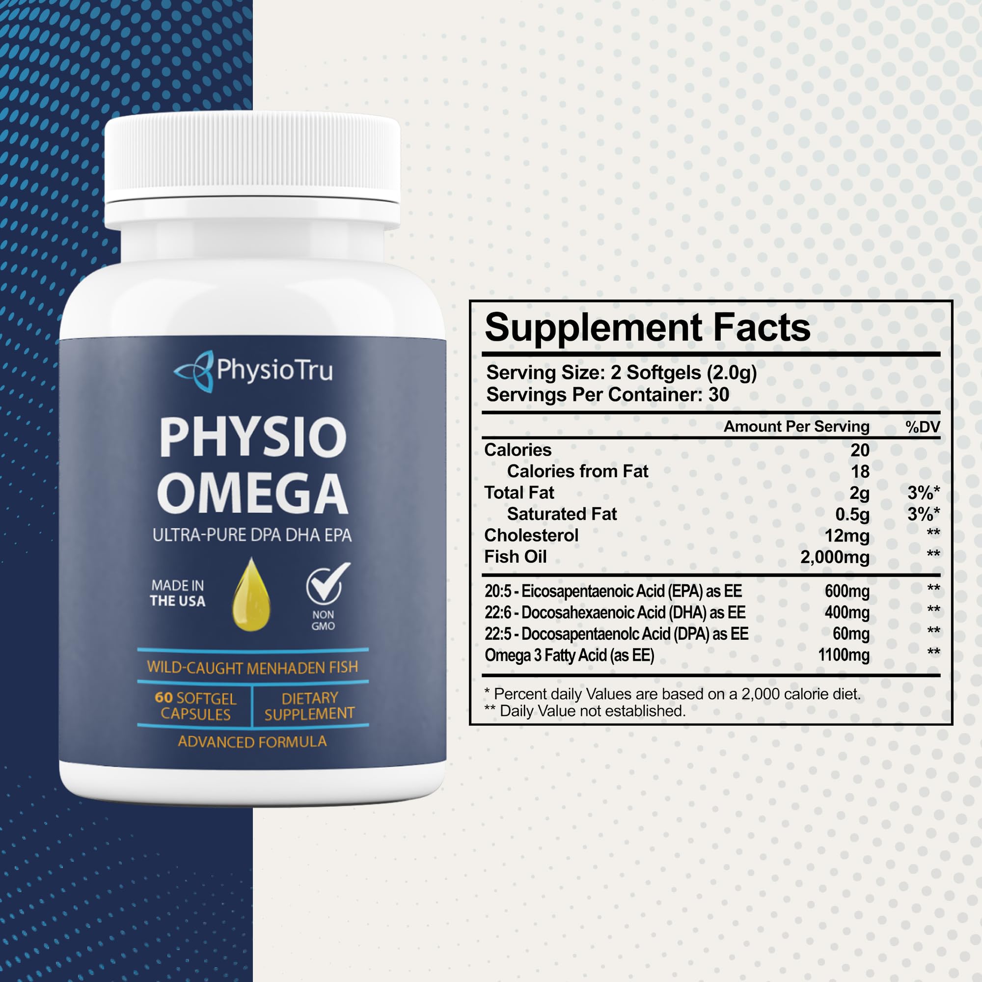 PhysioTru Omega bottle pouring for easy daily dose.