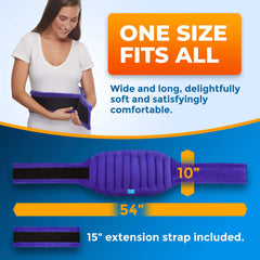 PhysioNatural back wrap around-the-waist use while moving for hands-free heat therapy.