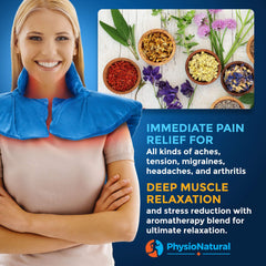 PhysioNatural heat-therapy microwave-ready wrap ready for quick relief.