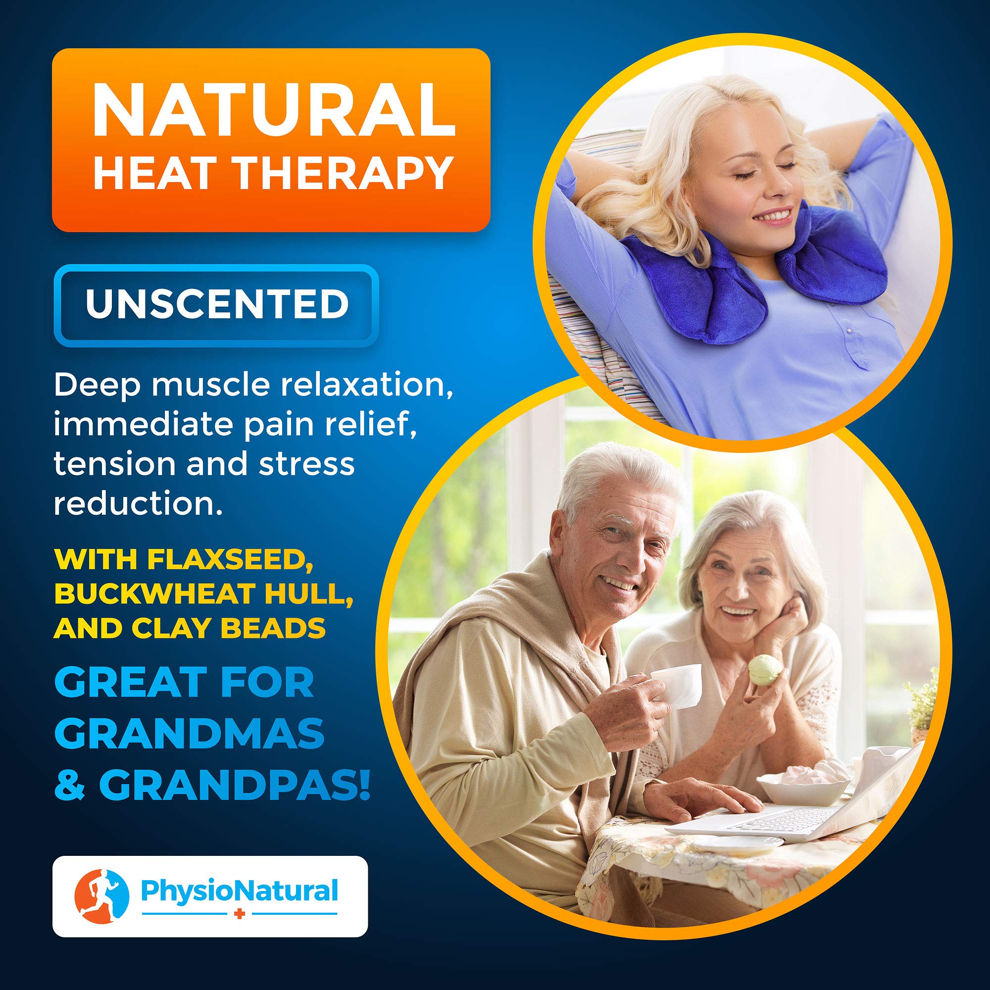 PhysioNatural soft cozy fabric cover enhances comfort during heat therapy sessions.